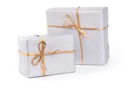 Gift boxes isolated on white backgroundの写真素材