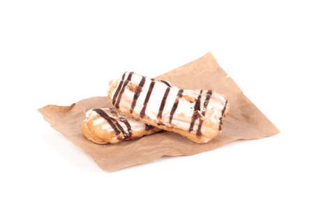 Cake eclair isolated on white background