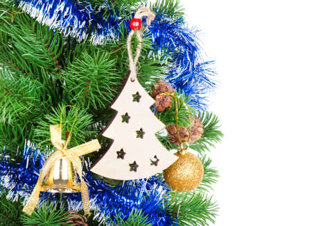 Decorated Christmas tree on white backgroundの写真素材