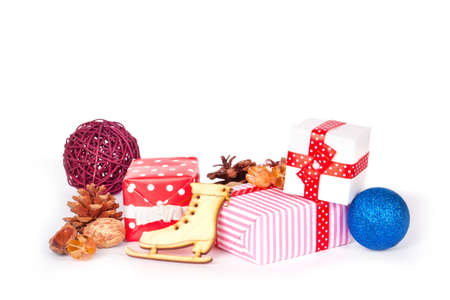 Gift boxes isolated on white backgroundの写真素材