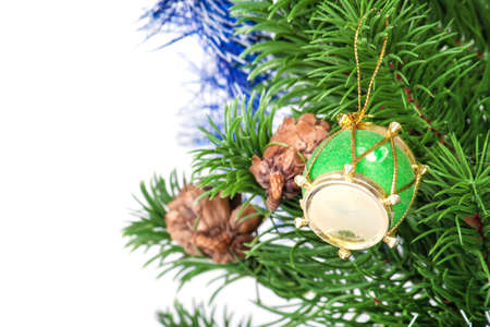 Decorated Christmas tree on white backgroundの写真素材