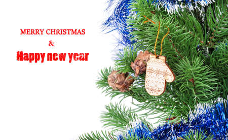 Decorated Christmas tree on white backgroundの写真素材