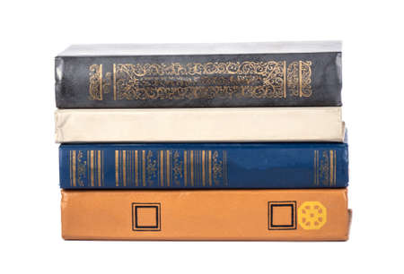 stack of Old books isolated on whiteの写真素材