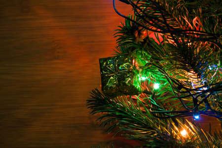 Decorated Christmas tree. Christmas background