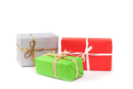 Gift boxes isolated on white backgroundの写真素材