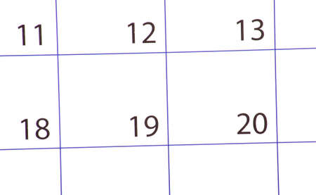 Closeup of dates on calendar pageの写真素材