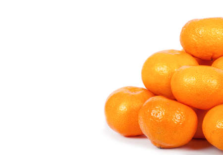 Ripe mandarins isolated on a white backgroundの写真素材