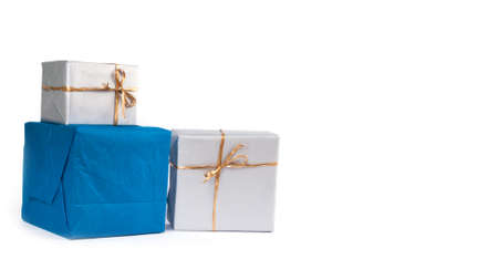 Gift boxes isolated on white backgroundの写真素材