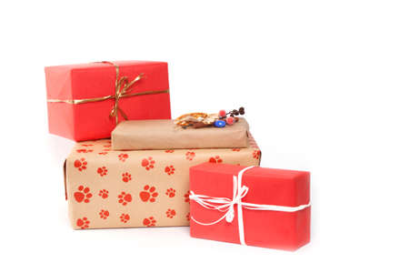 Gift boxes isolated on white backgroundの写真素材