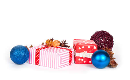 Gift boxes isolated on white backgroundの写真素材