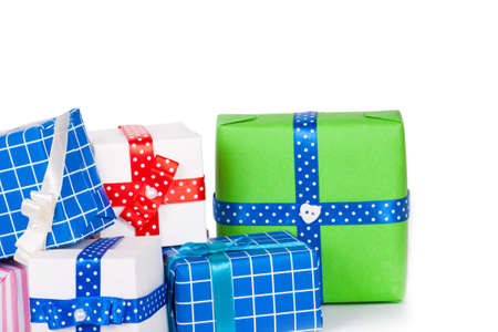 Gift boxes isolated on white backgroundの写真素材