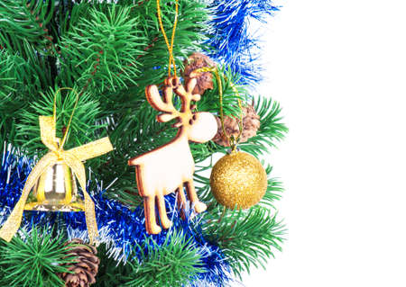 Decorated Christmas tree on white backgroundの写真素材