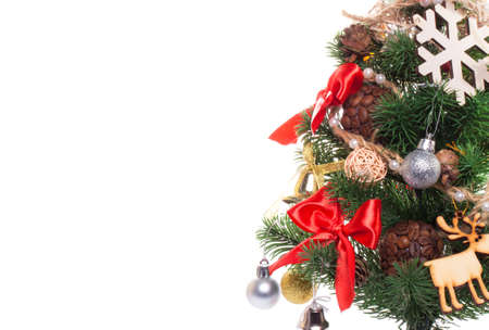 Decorated Christmas tree on white background