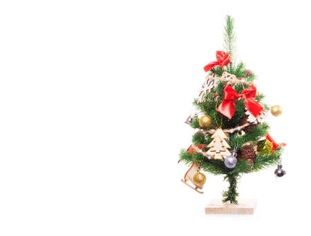 Decorated Christmas tree on white backgroundの写真素材