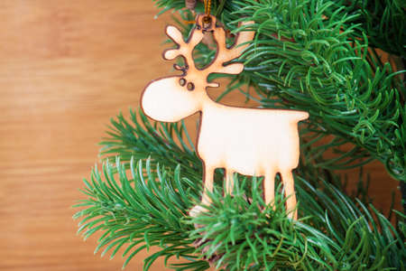 Decorated Christmas tree on white backgroundの写真素材