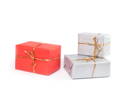 Gift boxes isolated on white backgroundの写真素材