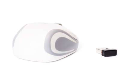 Wireless computer mouse isolated on white backgroundの写真素材