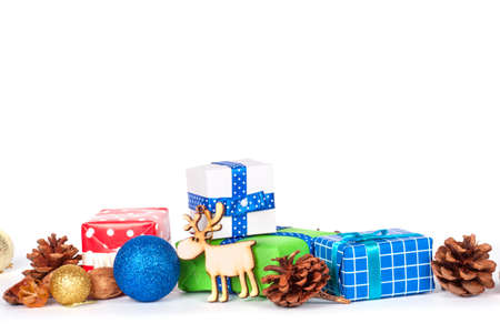 Gift boxes isolated on white backgroundの写真素材