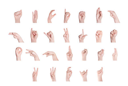Finger Spelling the Alphabet in American Sign Language (ASL)の写真素材