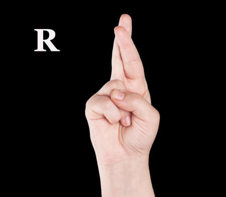 Finger Spelling the Alphabet in American Sign Language (ASL). The Letter Oの写真素材