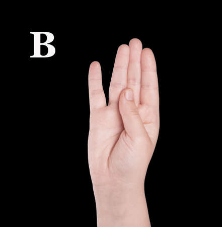 Finger Spelling the Alphabet in American Sign Language (ASL). The Letter Oの写真素材