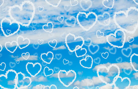 Cloud hearts in the sky. Valentines day background