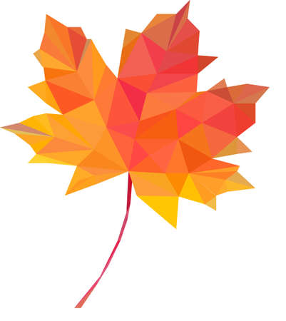 low-poly polygon red autumn maple leavesのイラスト素材