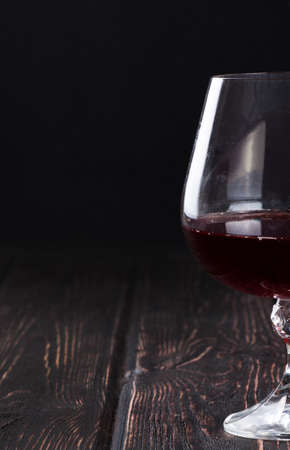 wine glass on wooden boardsの写真素材