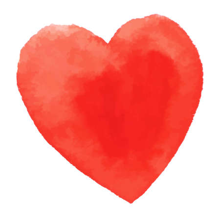 Watercolor red heart icon with splash closeup isolated on white background.のイラスト素材