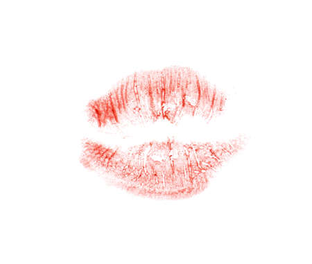 Print of red lips. Vector illustration.
