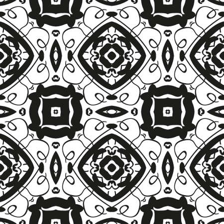 abstract black and white ethnic seamless patternのイラスト素材