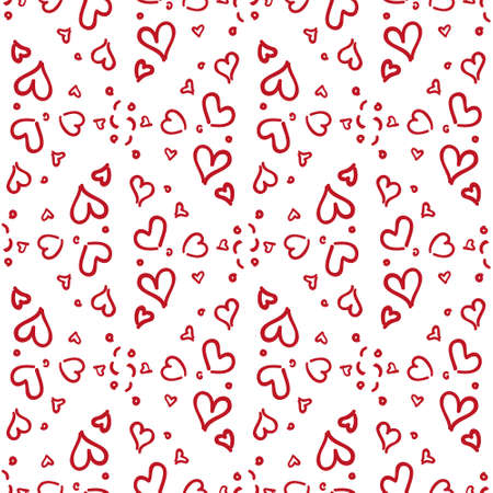 Seamless stylish red pattern with hearts. Vector illustrationのイラスト素材