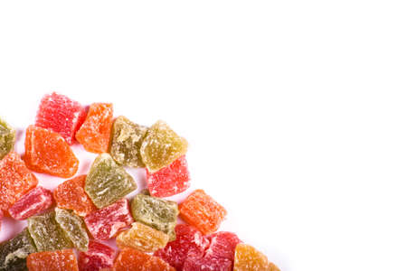 candied fruit group on white backgroundの写真素材