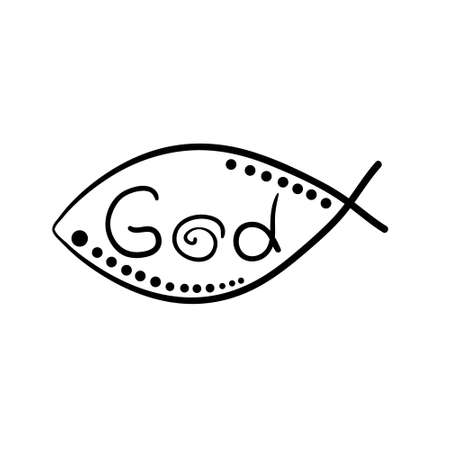 christian fish symbol with cross. Vector fishのイラスト素材
