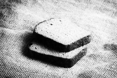 whole grain bread isolated on sack cloth