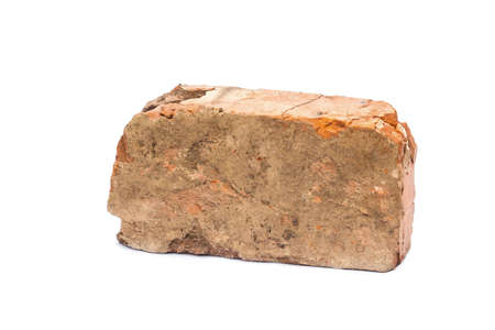 Old red brick isolated on white backgroundの写真素材