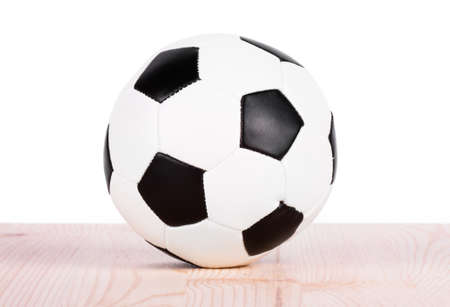 Soccer ball on the boards. Soccer ball closeupの写真素材
