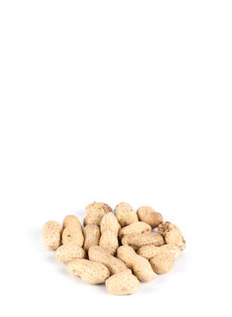 Peanuts in the shell on a white background.