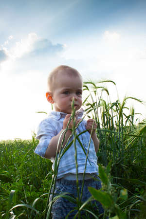 Child playing in nature.の写真素材