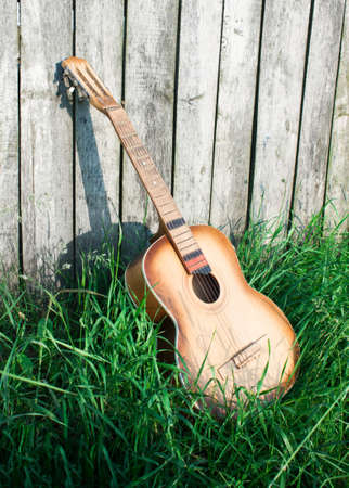 Guitar on the natural landscape.の写真素材