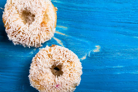 Cupcakes with frosting on the boardの写真素材