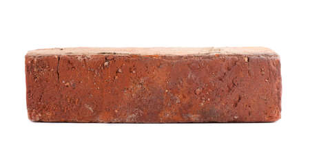 Old red brick isolated on white background