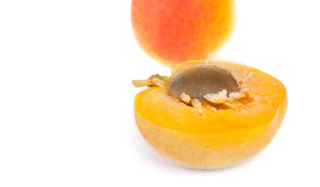 Fresh ripe apricot isolated on white backgroundの写真素材