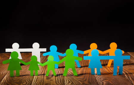 Crowd of paper men. Speaker concept