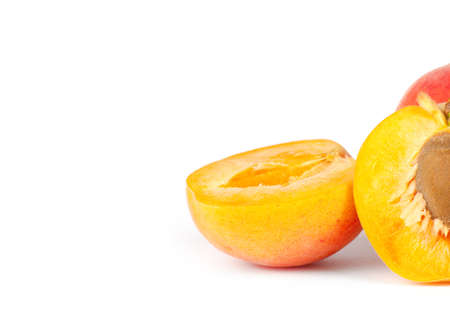 Fresh ripe apricot isolated on white backgroundの写真素材