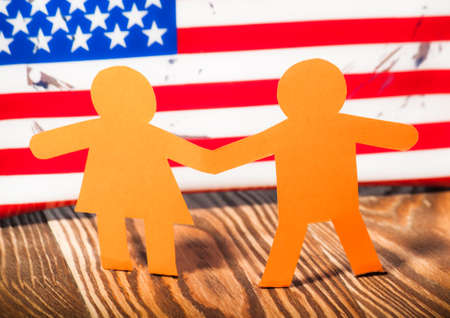 Two human paper. The concept of friendshipの写真素材