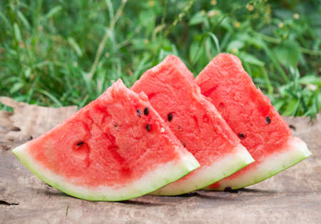Slices of fresh ripe watermelon on a board. Fresh fruitsの写真素材