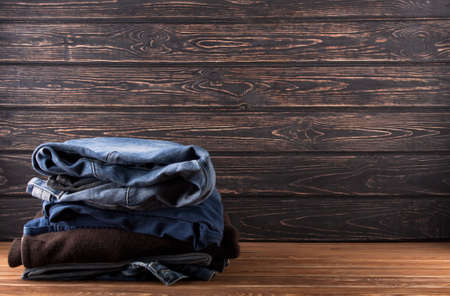 pile of old things on wood desk. second handの写真素材