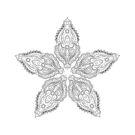 Outline Mandala for coloring book. Decorative round ornament.のイラスト素材