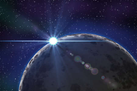 3D illustration. Planet  from the space at night. Cosmos background
